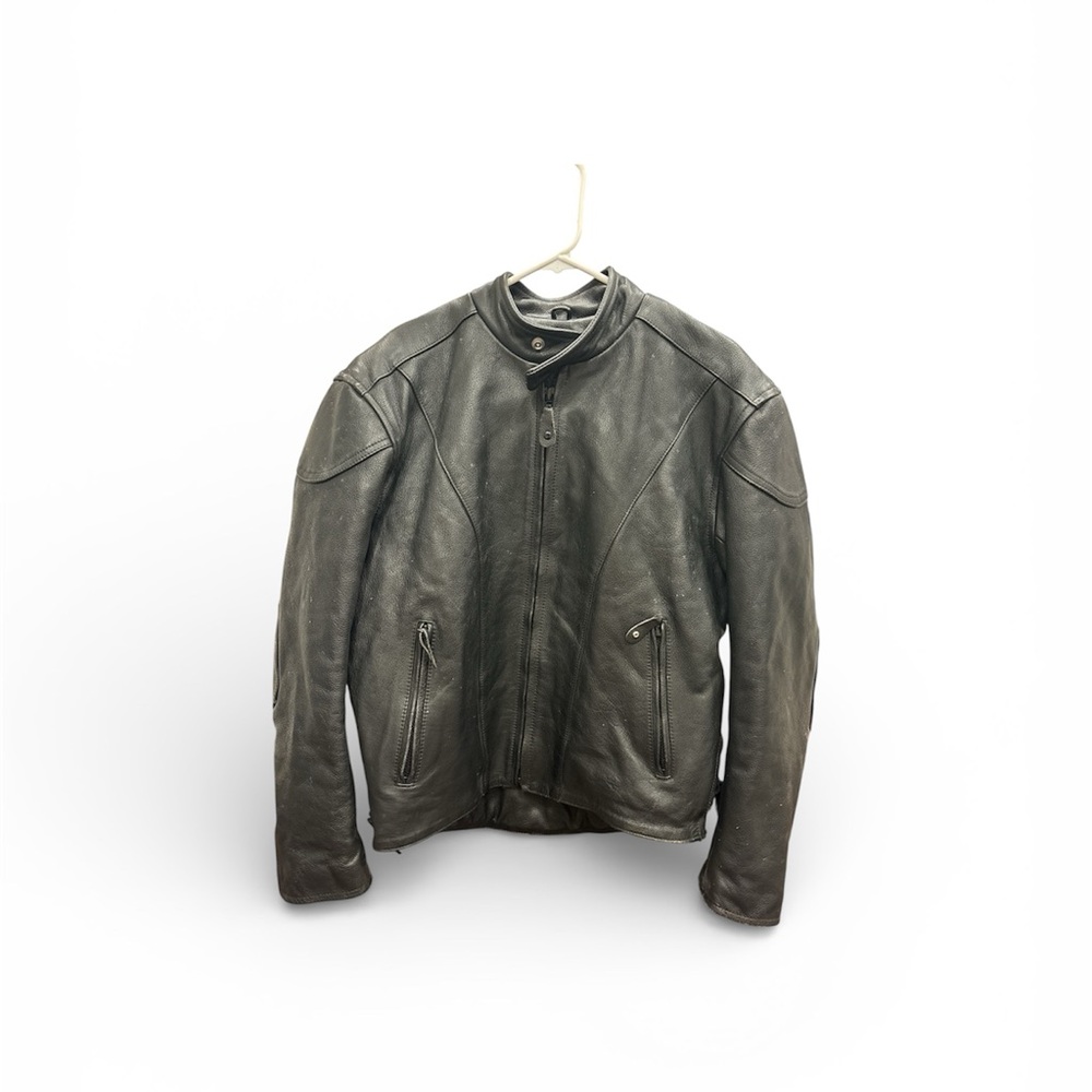 Men's Classic Black Leather Bomber Jacket